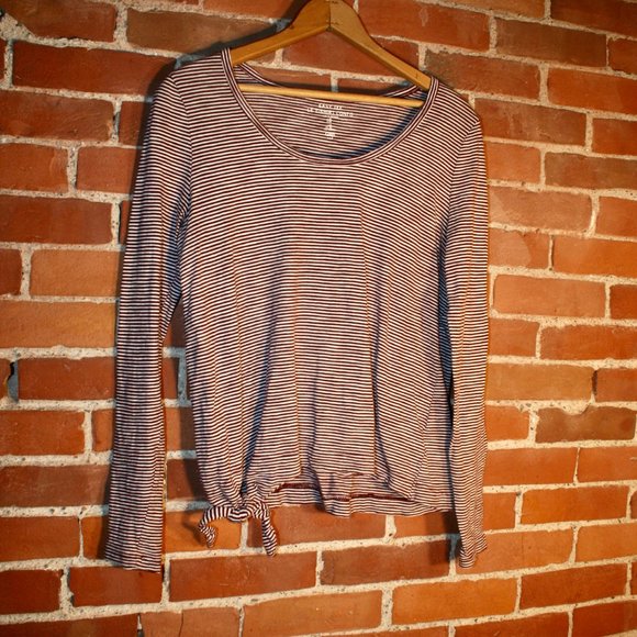 GAP Striped Easy Tee Side Tie 100% Cotton Blouse - Picture 2 of 6